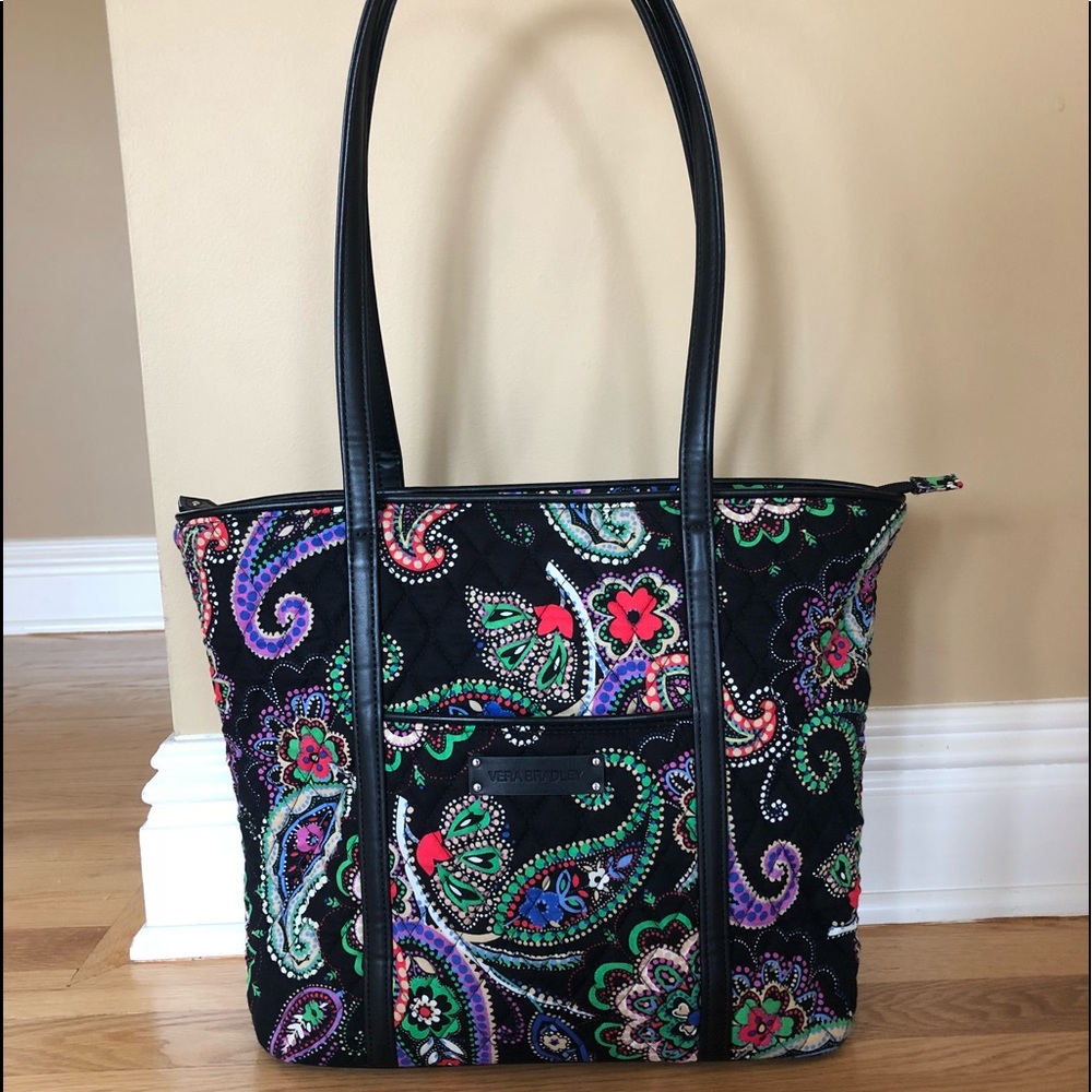 Vera Bradley Trimmed Vera Zip top tote
